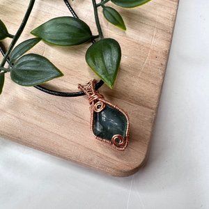 Fluorite Copper Wire Wrapped Handmade Healing Crystal Necklace
